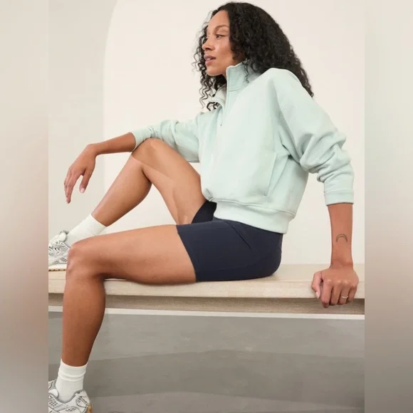 Athleta Forever Fleece 1/2 Zip High Hip Sweatshirt, Glacier, Large, New, NWT! - Picture 2 of 12